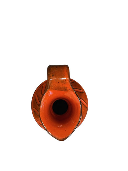 Bitossi Orange Mid-Century Modern Sgraffito Geometric Relief Ceramic Jug