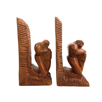 Vintage Hand Carved Bookends