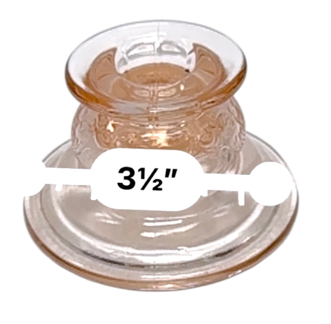 Vintage Pink Depression Glass Etched Candle Holders, Pair