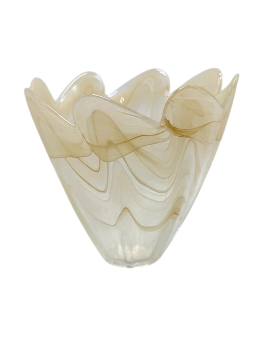 Lavorazione Arte Murano Handcrafted Glass Vase 4.5" Swirled Design Made In Italy