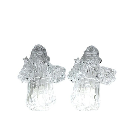 Set of 2 - Vintage Crystal Santa Claus Candlestick Holder