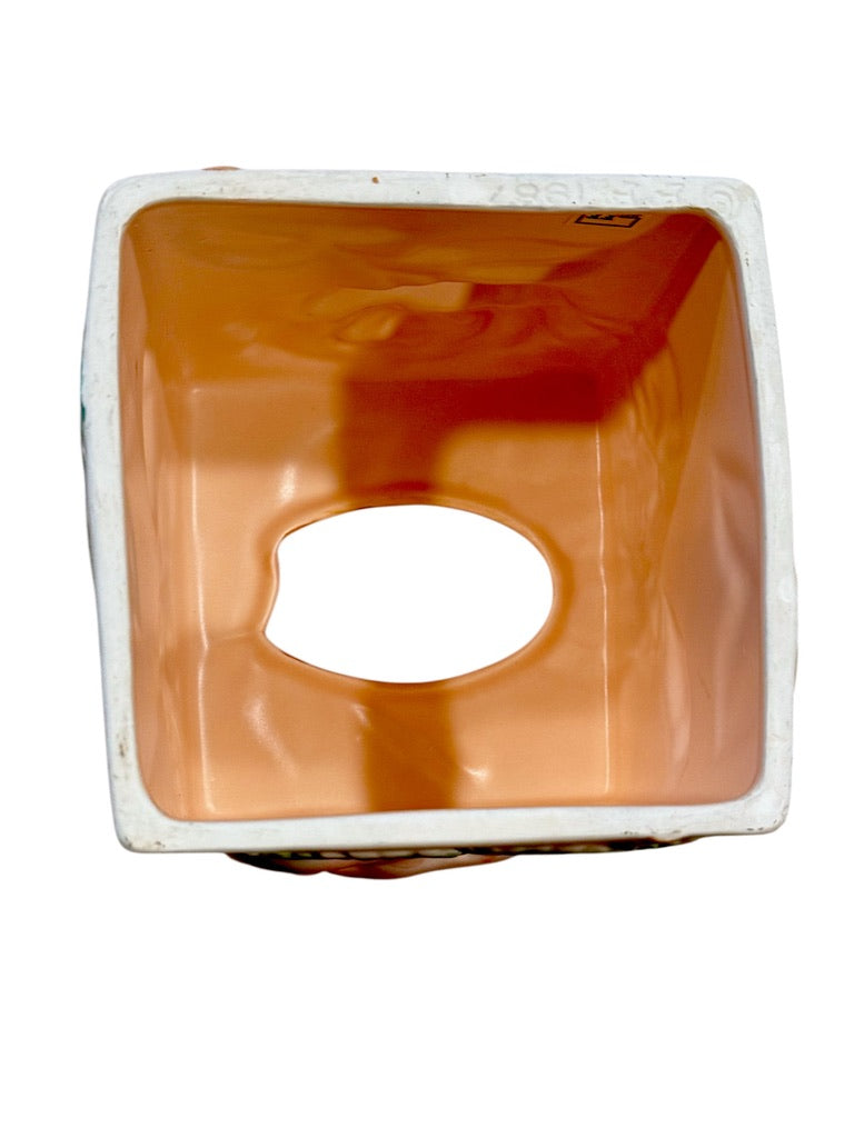 Fitz And Floyd 1987  Blushing Rose Ceramic Tissue Box Cover & Soap Dish Set