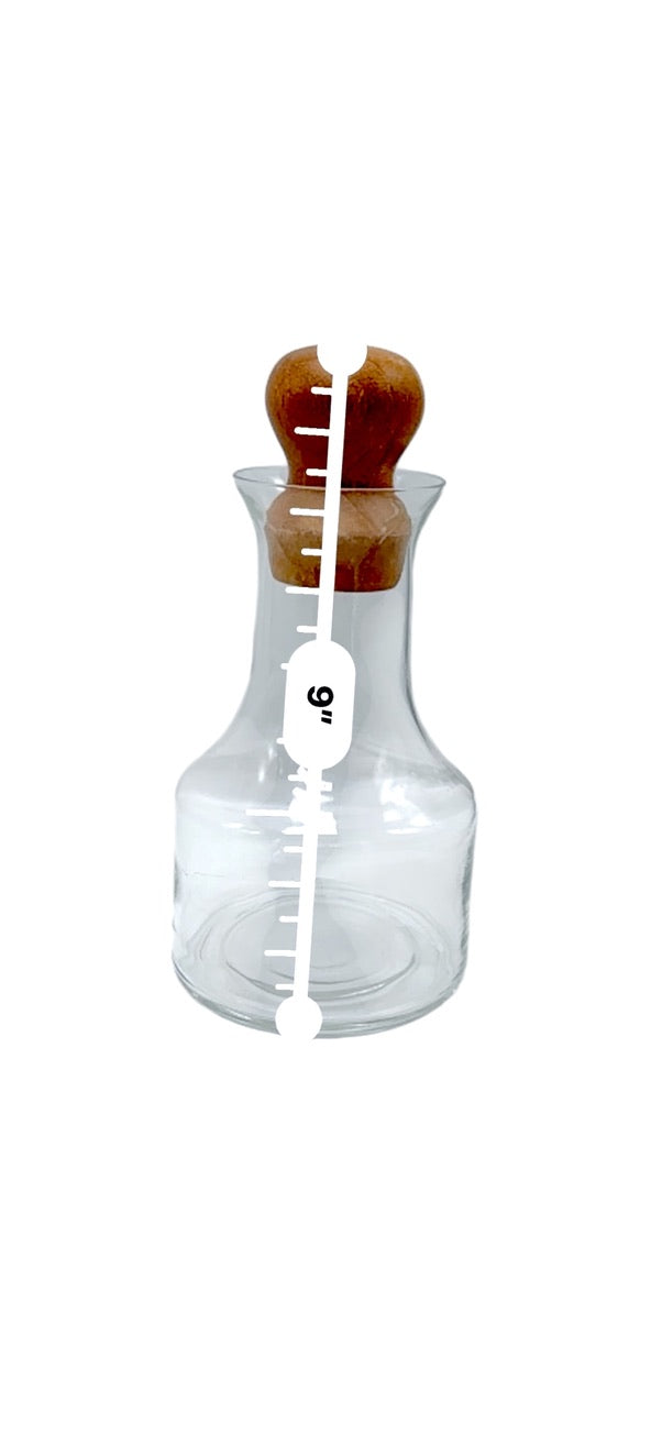 Vintage Dansk Glass & Teak Wood Stoppered Decanters Set Of 2