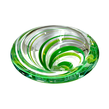 Mikasa Rockswirl Green, White & Clear Swirl Stripe Cone Bowl