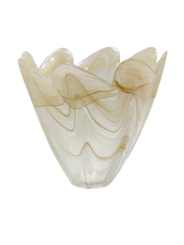 Lavorazione Arte Murano Handcrafted Glass Vase 4.5" Swirled Design Made In Italy