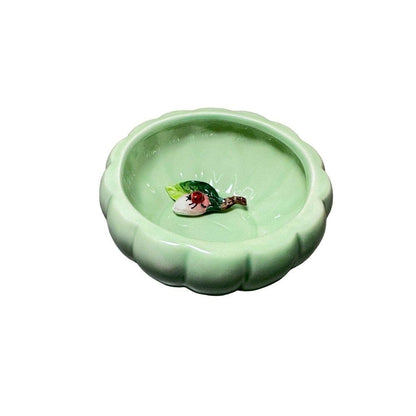 Vintage Fitz & Floyd Mint Green Grandiflora Lidded Trinket Dish with Ladybug