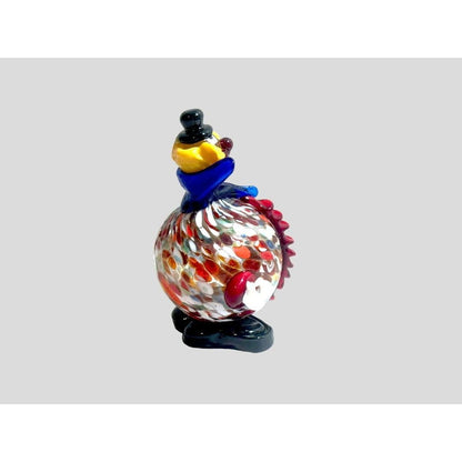 1970's Murano Italian Blown Glass Round Belly Colorful Clown, Murano Sticker Attached