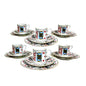 Elizabethan Staffordshire Fine Bone China Playing Cards Pattern Demitasse Tea Cup, Saucer and Snack Plate - 18 Piece Set - Made in England