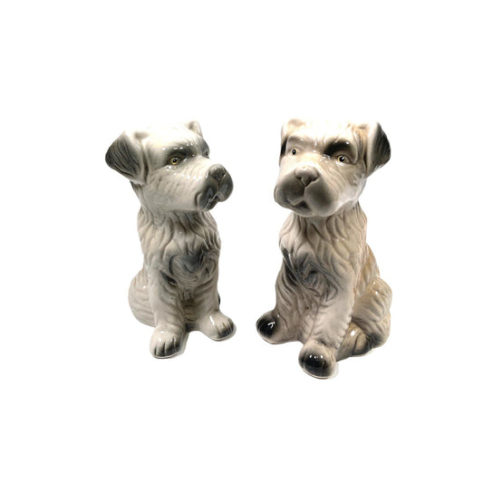 Vintage Terrier Glaze Ceramic Dog- Set of 2