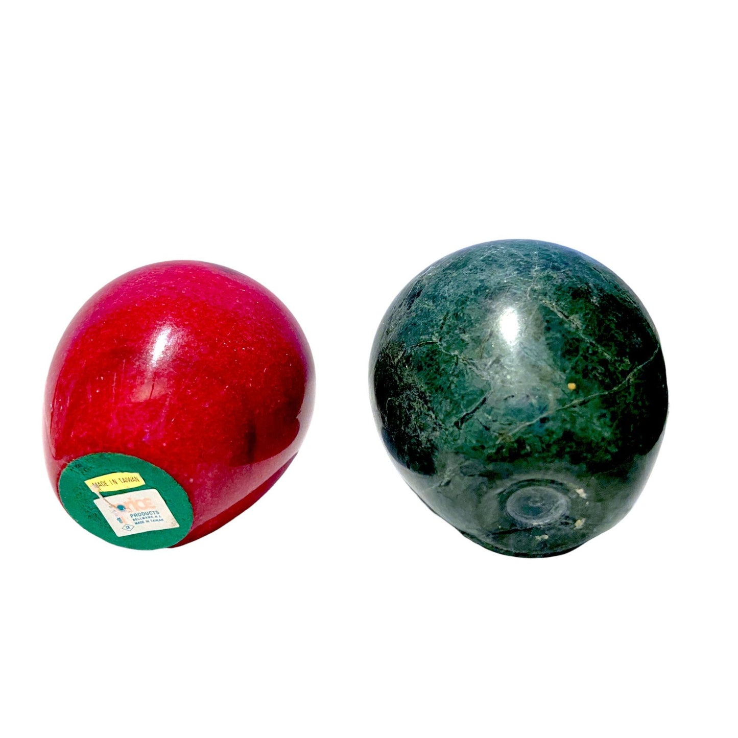 Vintage Red and Green Marble Apples - Set of 2