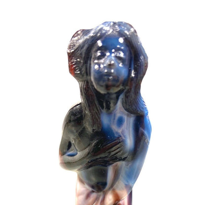 1980's Black Imperial Slag Glass Venus Rising Statue/Figurine