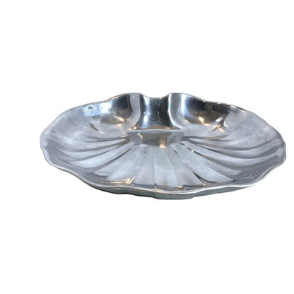 Vintage Wilton Armetale Shiny Pewter Clam Shell Shaped Bowl