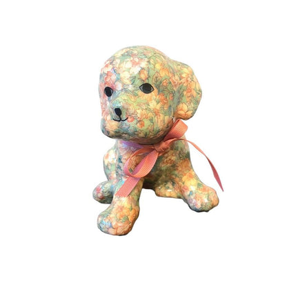 Vintage Pink Floral Decoupage Dog & Bear Set