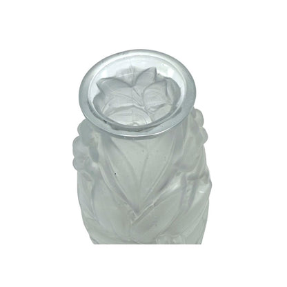 1920s Espaivet Frosted Glass Vase Floral & Berry Design French Art Deco Style