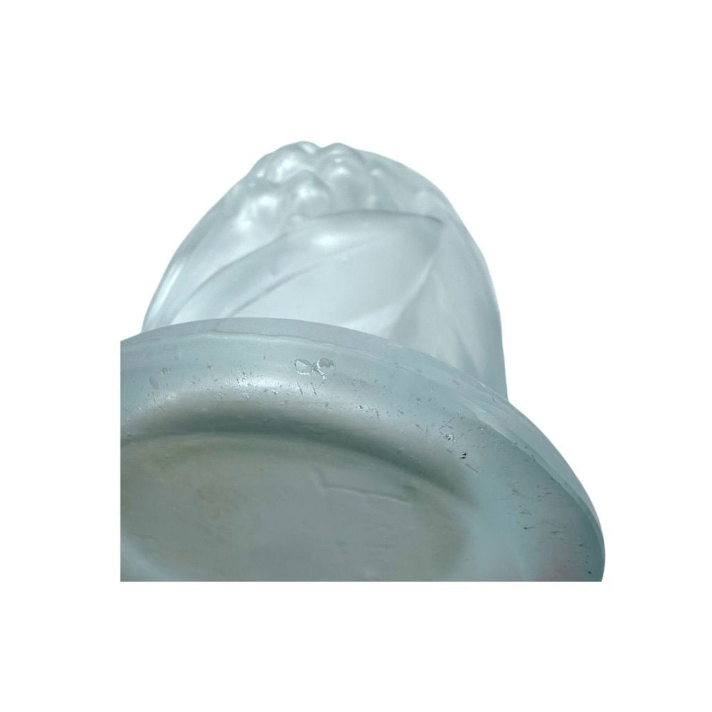 1920s Espaivet Frosted Glass Vase Floral & Berry Design French Art Deco Style