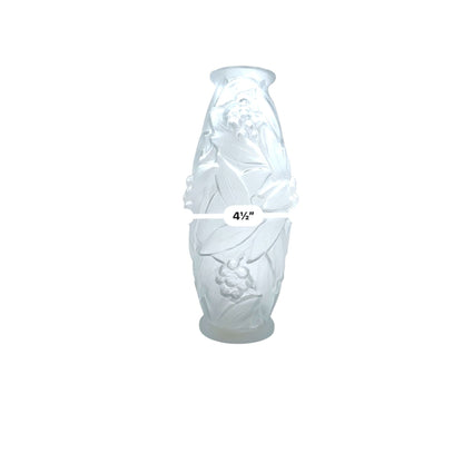 1920s Espaivet Frosted Glass Vase Floral & Berry Design French Art Deco Style