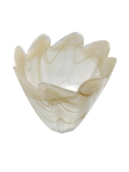 Lavorazione Arte Murano Handcrafted Glass Vase 4.5" Swirled Design Made In Italy