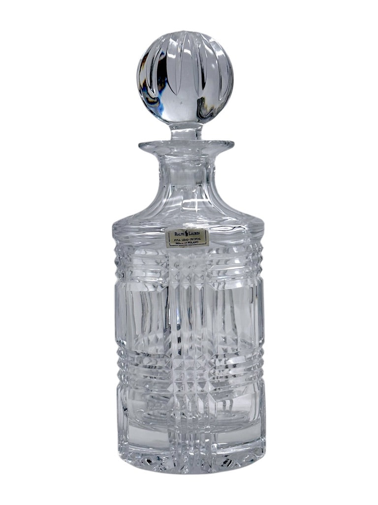Ralph Lauren Glen Plaid Crystal Decanter With Stopper Made In Poland