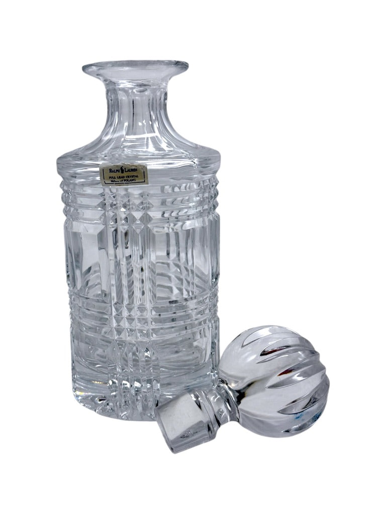 Ralph Lauren Glen Plaid Crystal Decanter With Stopper Made In Poland
