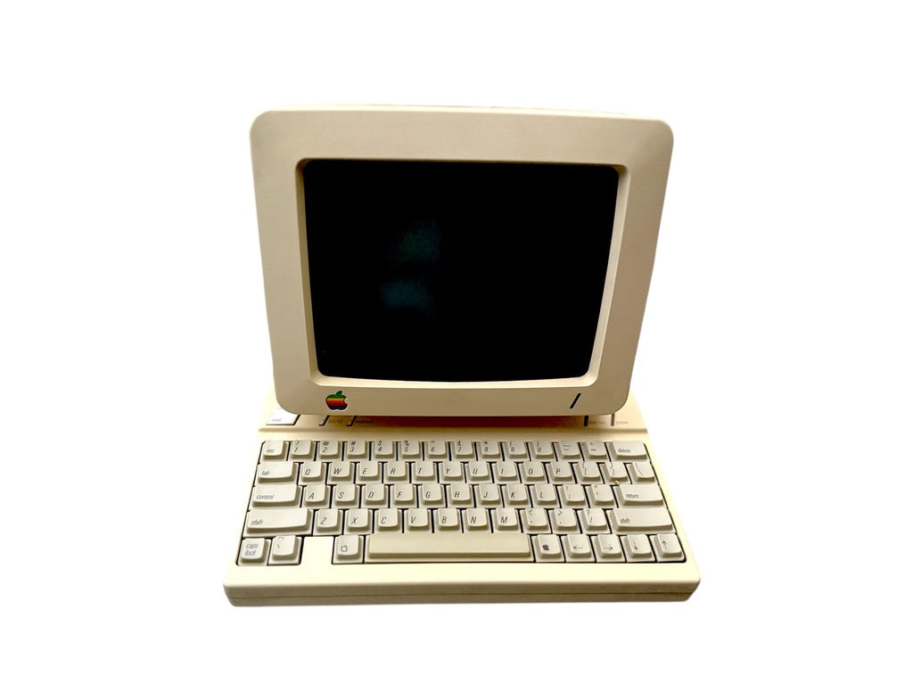 Vintage 1980s Apple IIc Computer & Monitor With Attached Floppy Drive "As Is"