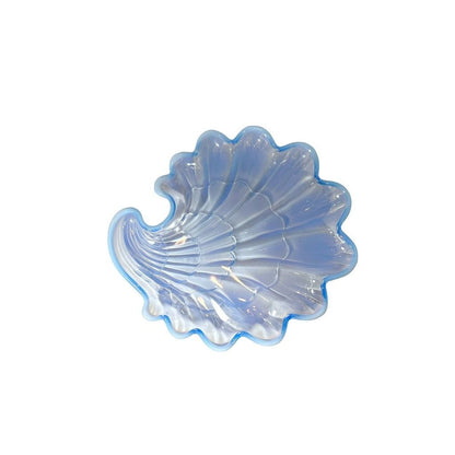 1960's Duncan Miller Sanibel Blue Opalescent Shell Scalloped Edge Plate