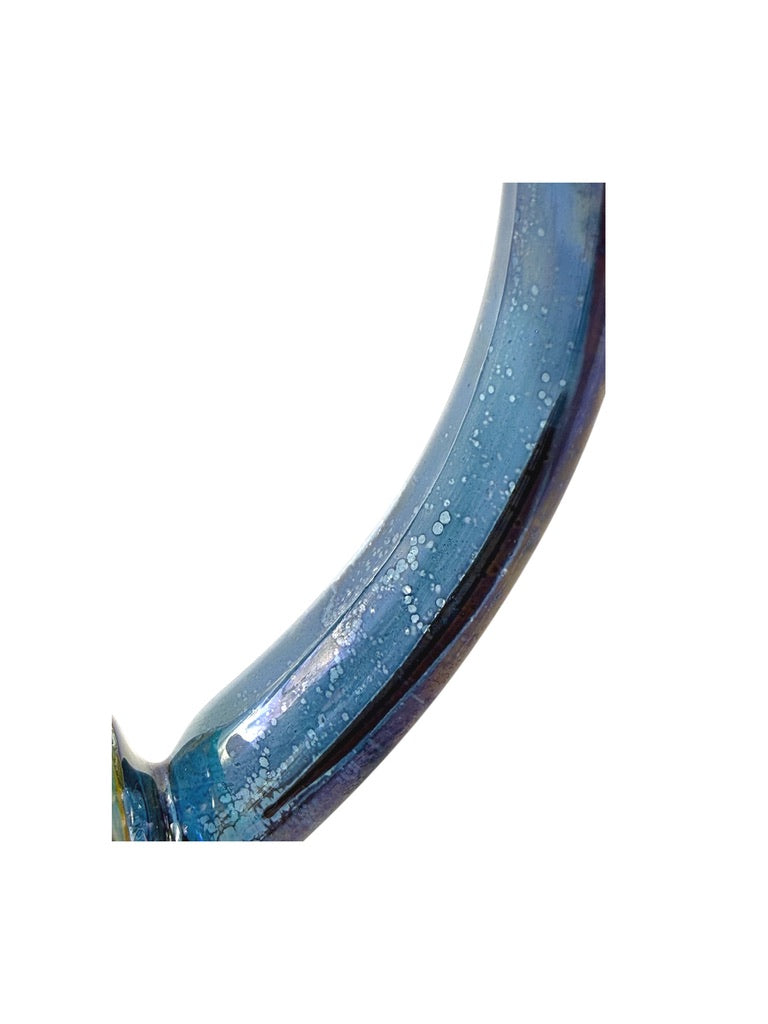 Mackenzie Childs Garland Pink Dot Glass Pitcher Floral/Striped Octagonal Shape