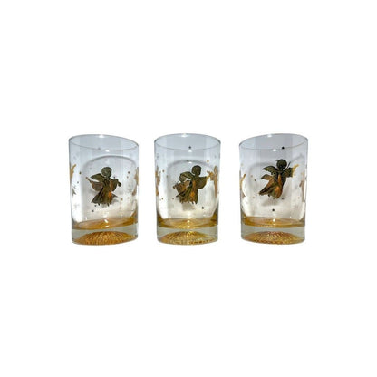 Vintage Culver 22k Gold Angel Low Ball Glasses-Set of 3