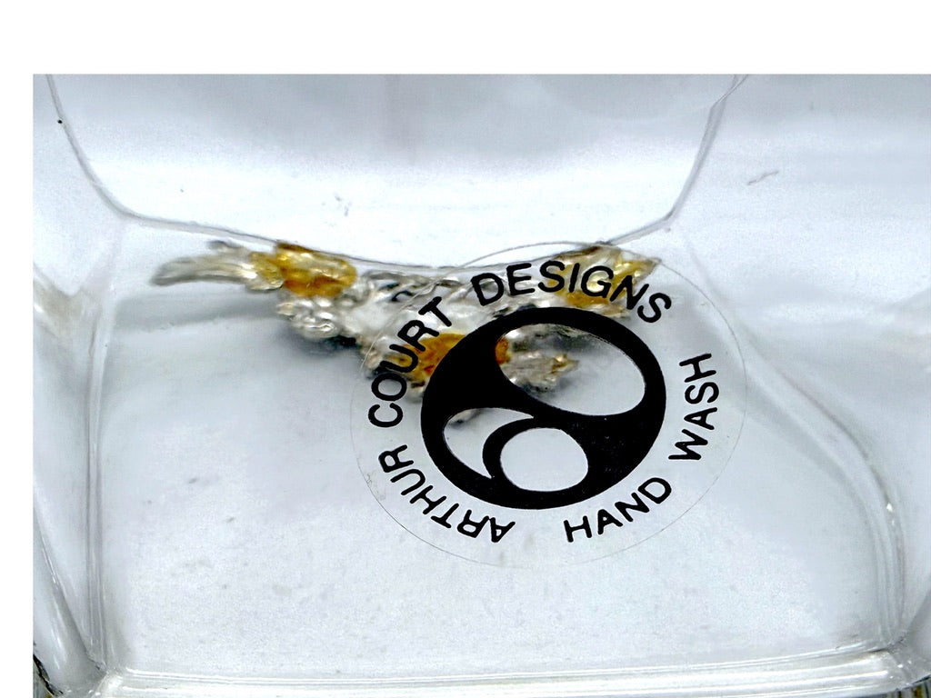 Arthur Court Grape Design Glass Ice Bucket W/ Matching Scoop