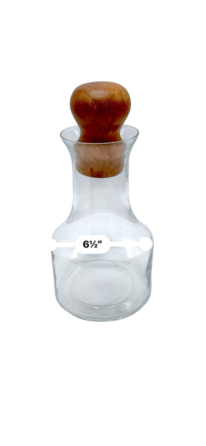 Vintage Dansk Glass & Teak Wood Stoppered Decanters Set Of 2