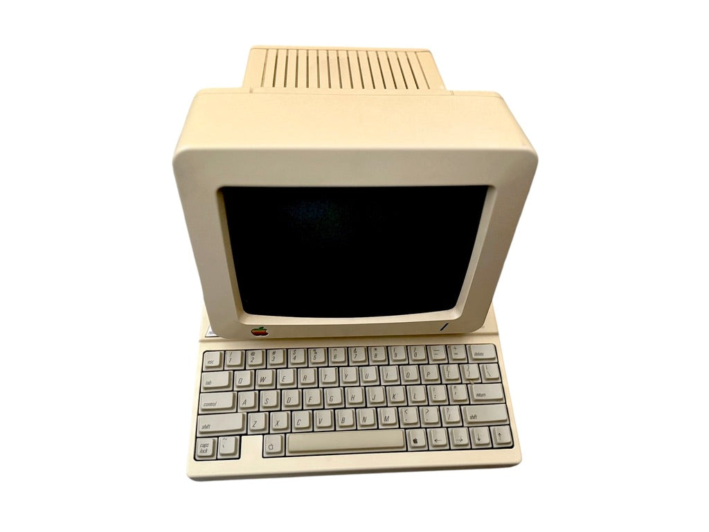 Vintage 1980s Apple IIc Computer & Monitor With Attached Floppy Drive "As Is"