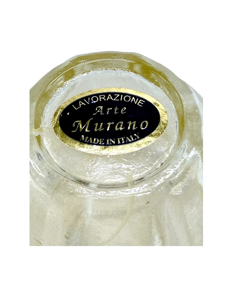 Lavorazione Arte Murano Handcrafted Glass Vase 4.5" Swirled Design Made In Italy
