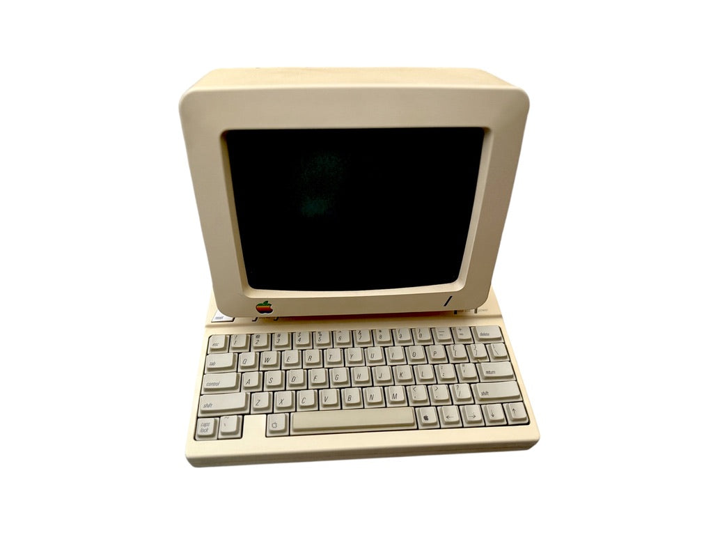Vintage 1980s Apple IIc Computer & Monitor With Attached Floppy Drive "As Is"