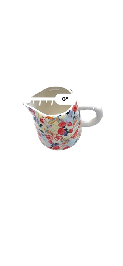 Anthropologie Floral Ceramic Creamer & Sugar Dish Set With Lid