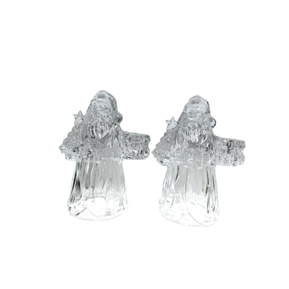 Set of 2 - Vintage Crystal Santa Claus Candlestick Holder