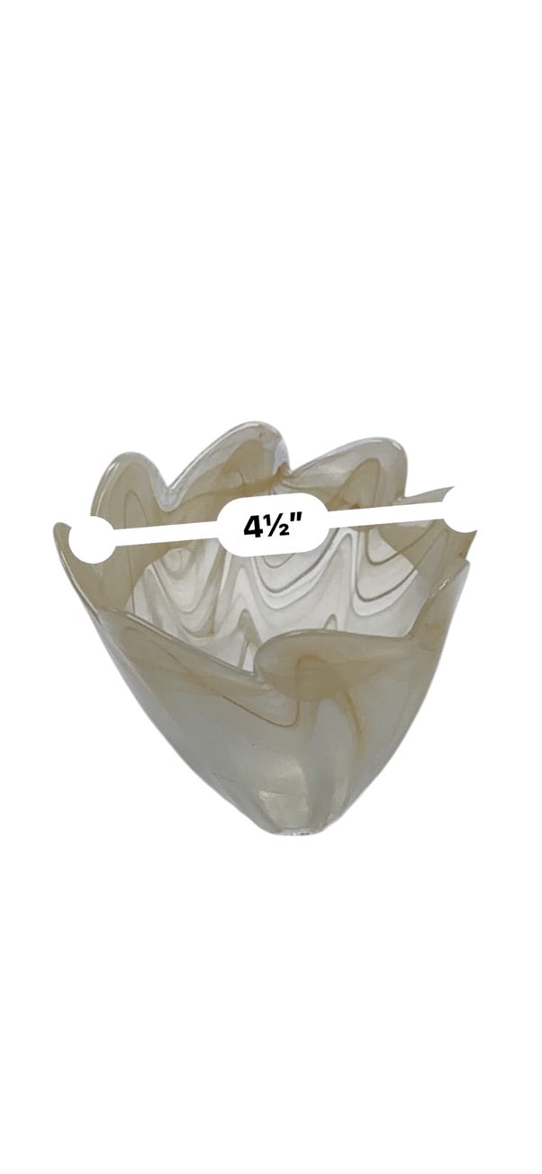 Lavorazione Arte Murano Handcrafted Glass Vase 4.5" Swirled Design Made In Italy