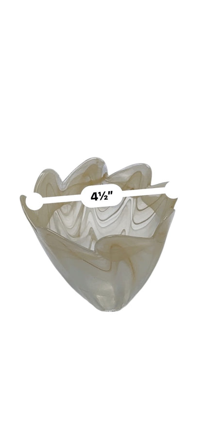 Lavorazione Arte Murano Handcrafted Glass Vase 4.5" Swirled Design Made In Italy