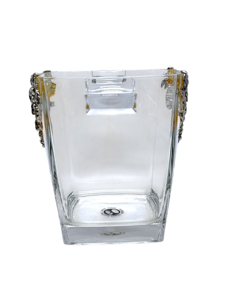 Arthur Court Grape Design Glass Ice Bucket W/ Matching Scoop