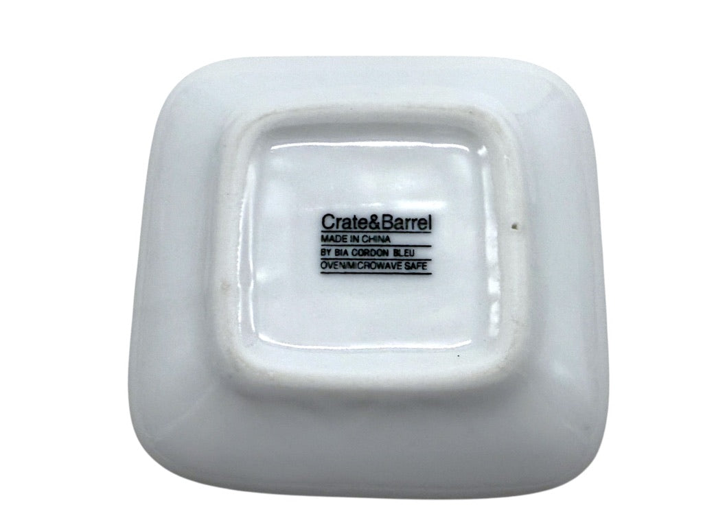 Crate & Barrel Square White Porcelain Coffee Cup & Saucer Set - Set Of 4