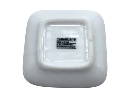 Crate & Barrel Square White Porcelain Coffee Cup & Saucer Set - Set Of 4