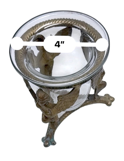 Vintage Brass Cherub Bowl Holder with Glass Insert