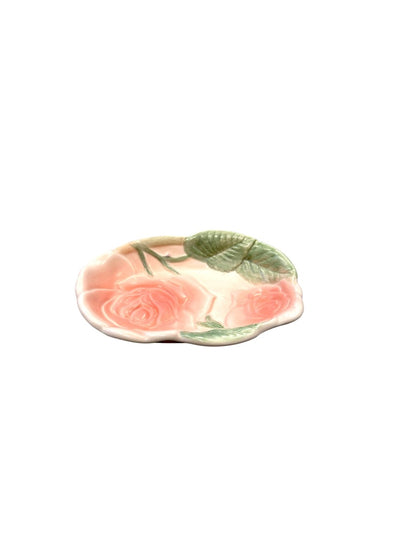 Fitz And Floyd 1987  Blushing Rose Ceramic Tissue Box Cover & Soap Dish Set