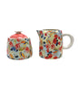 Anthropologie Floral Ceramic Creamer & Sugar Dish Set With Lid