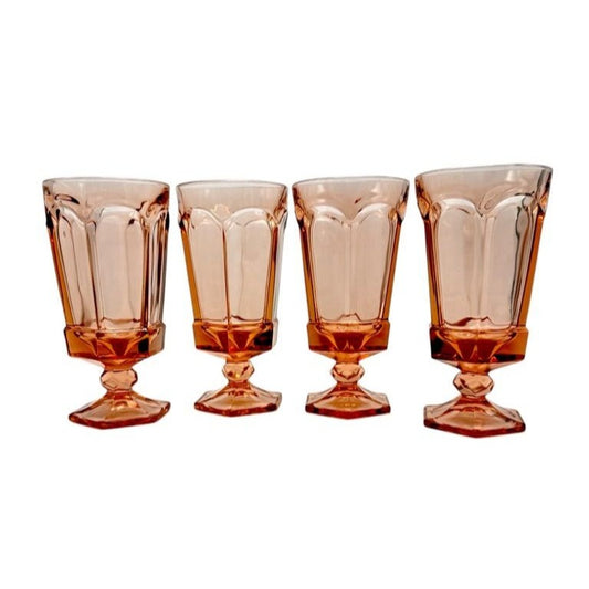 Vintage Fostoria Virginia Peach Glass Ice Tea Goblets Set Of 4
