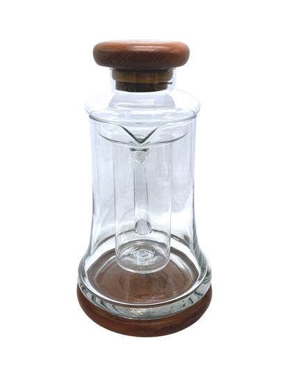 Wimsome Teakwood Glass Pitcher W/ Chiller/Lid/Base For Tea Or Beverages