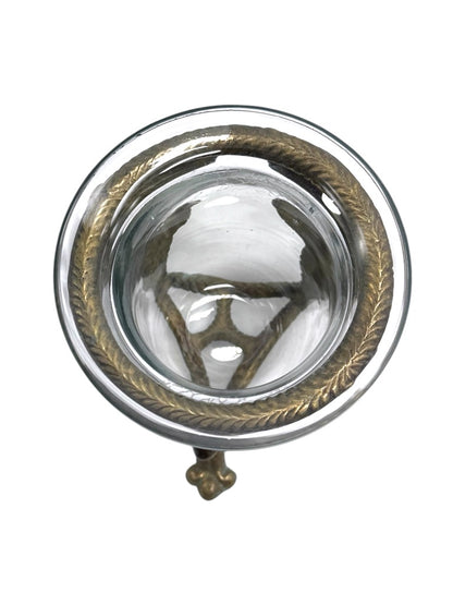 Vintage Brass Cherub Bowl Holder with Glass Insert