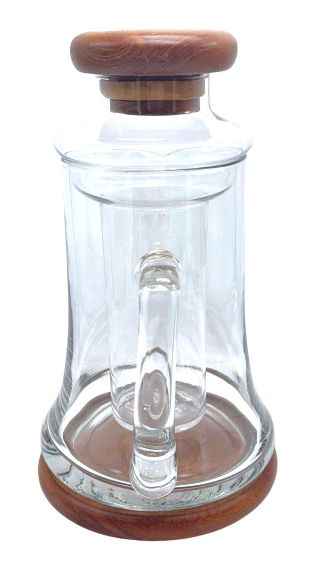 Wimsome Teakwood Glass Pitcher W/ Chiller/Lid/Base For Tea Or Beverages