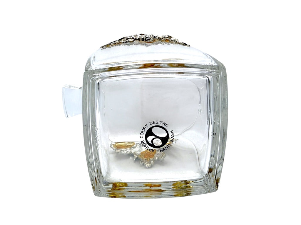 Arthur Court Grape Design Glass Ice Bucket W/ Matching Scoop