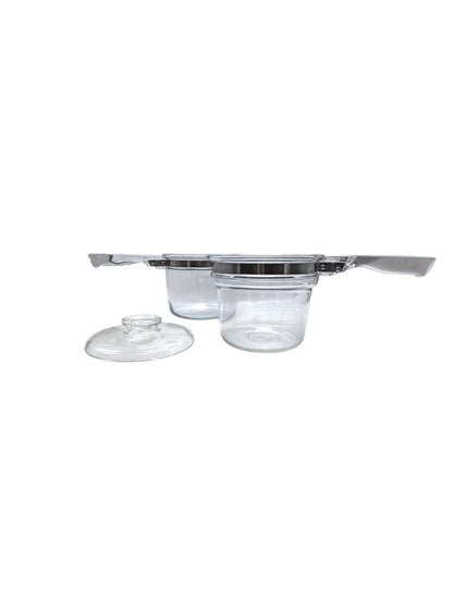 Vintage Pyrex Clear Glass Double Boiler Set With Lid Heat-Resistant Cookware