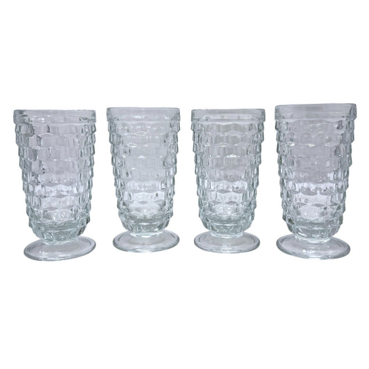 Fostoria Indiana Whitehall Cubist Clear Glass Tumblers - Set Of 4