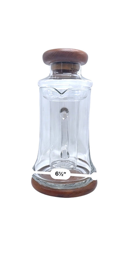 Wimsome Teakwood Glass Pitcher W/ Chiller/Lid/Base For Tea Or Beverages